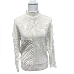 Aerie Women's Oversized Cable Knit Mock Neck Sweater Ivory Size XS